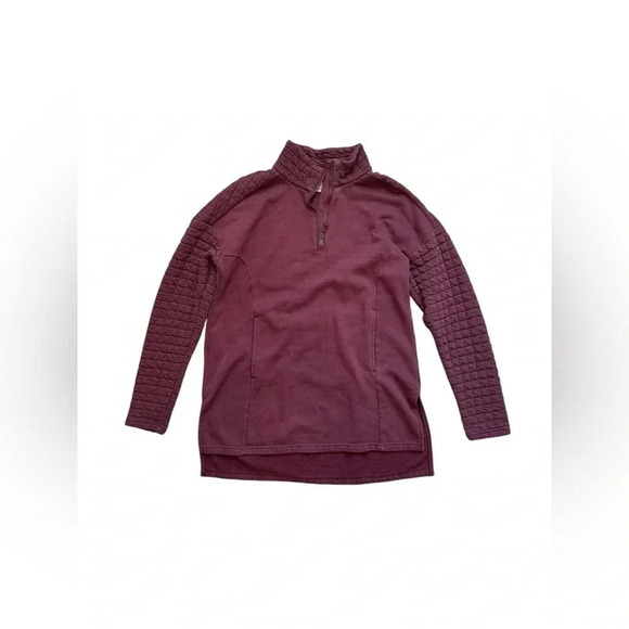 Men’s Columbia Burgundy Small Quarter Zip Pullover Quilted Sleeves - Picture 1 of 13